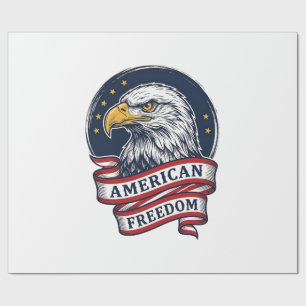 Vintage Eagle Patriotic Ribbon Vector Shirt Design Wrapping Paper