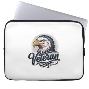 Vintage Eagle Veteran Patriotic Shirt Design_1 Laptop Sleeve