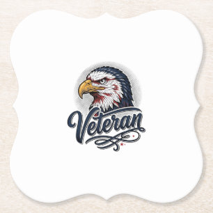 Vintage Eagle Veteran Patriotic Shirt Design_1 Paper Coaster