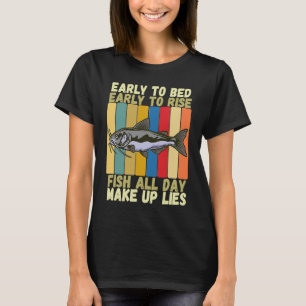 Vintage Early Bed Early Rising Funny Catfish Fishi T-Shirt