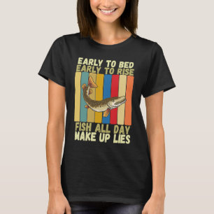 Vintage Early Bed Early Rising Funny Musky Fishing T-Shirt