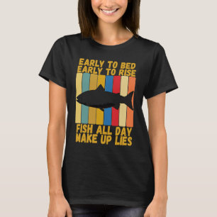 Vintage Early Bed Early Rising Funny Salmon Fishin T-Shirt