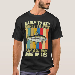 Vintage Early Bed Early Rising Funny Salmon Fishin T-Shirt