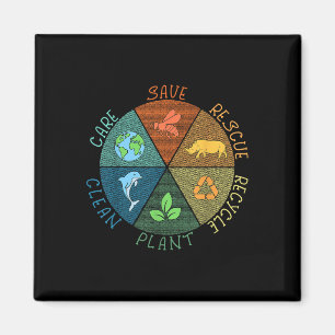 Vintage Earth Day Save Bees Rescue Animals Recycle Magnet