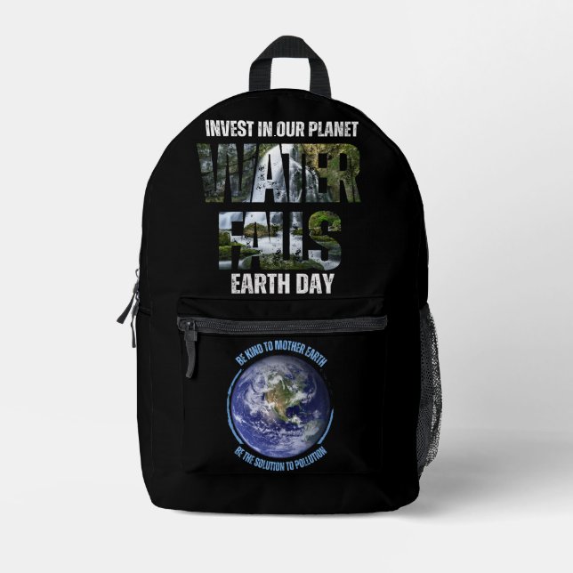 Vintage Earth Day Saving the Environment Printed Backpack (Front)