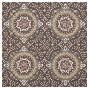 Vintage earth tones cotton fabric 28" × 18"
