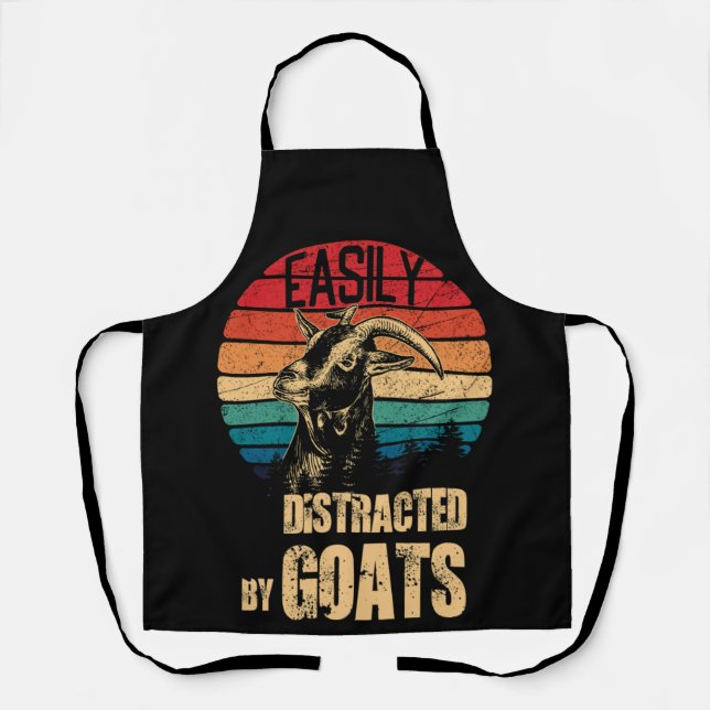 Vintage  Easily Distracted By Goats Retro Vintage Apron (Front)