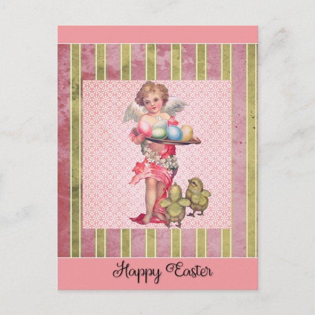 Vintage Easter Angel Chicks Eggs Postcard (Front)