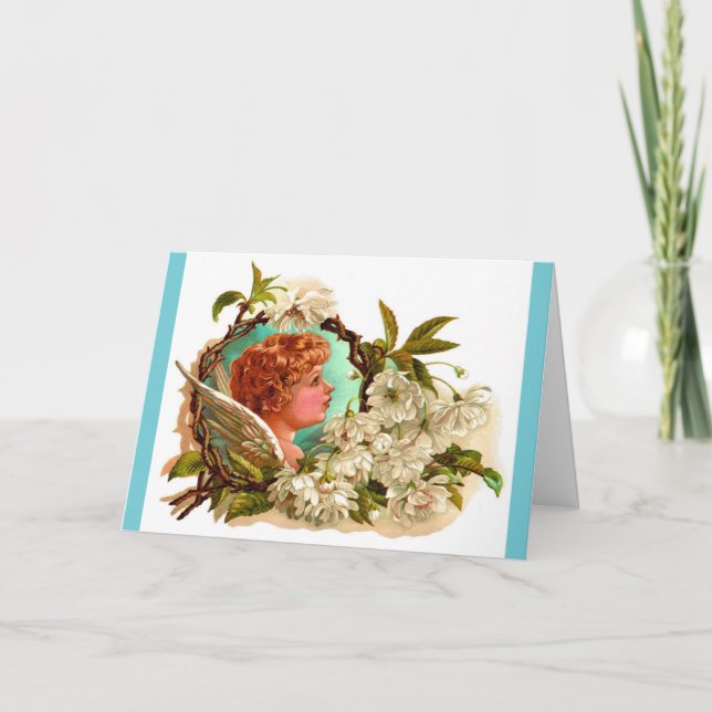 Vintage Easter Angel Holiday Card (Front)