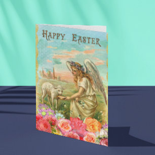Vintage Easter Angel Lamb Pretty Holiday Card