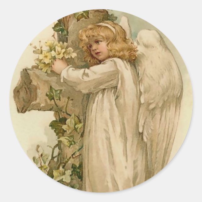 Vintage Easter Angel Sticker (Front)