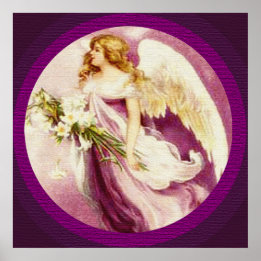 Vintage Easter Angel Texture Poster