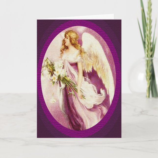Vintage Easter Angel Textured Card (Front)