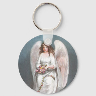 Vintage Easter Angel Weaving Flower Garland Key Ring