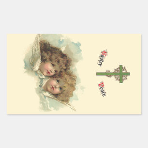 Vintage Easter, Angelic Angels Clouds in Heaven Rectangular Sticker