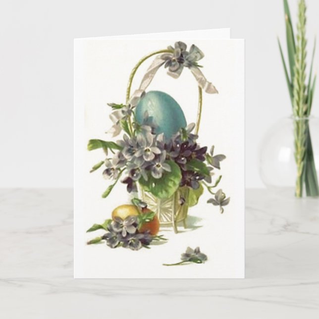 Vintage Easter Basket Holiday Card (Front)