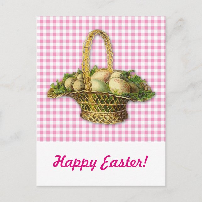 Vintage Easter basket Holiday Postcard (Front)