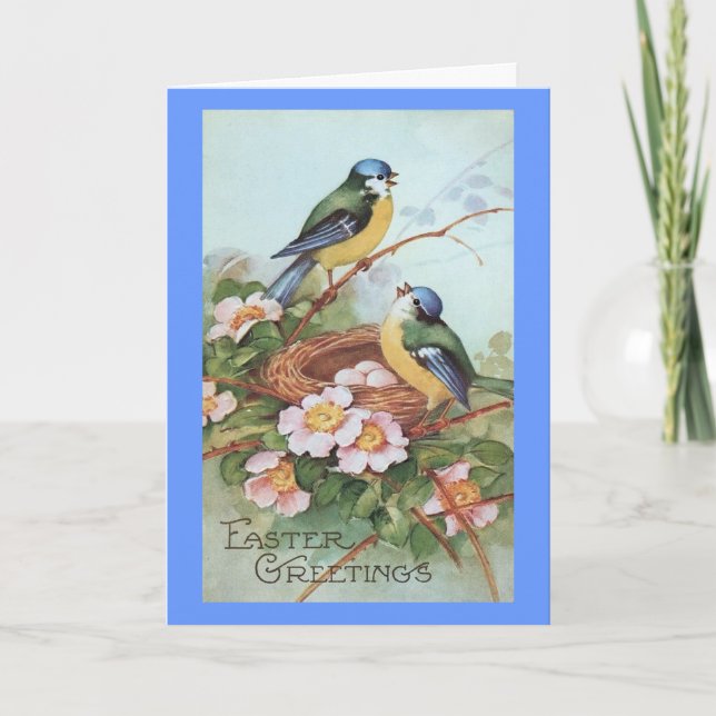Vintage Easter Birds Greeting Card (Front)