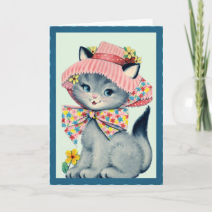 Vintage Easter Bonnet Kitty Holiday Card