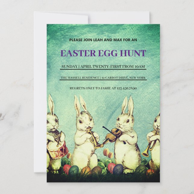  Vintage Easter Brunch Egg Hunt Invitation (Front)