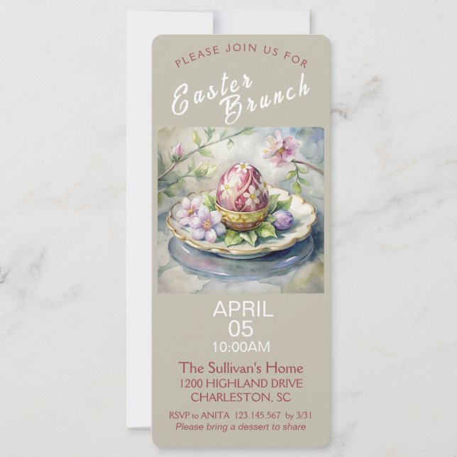 Vintage Easter Brunch Invitation (Front)