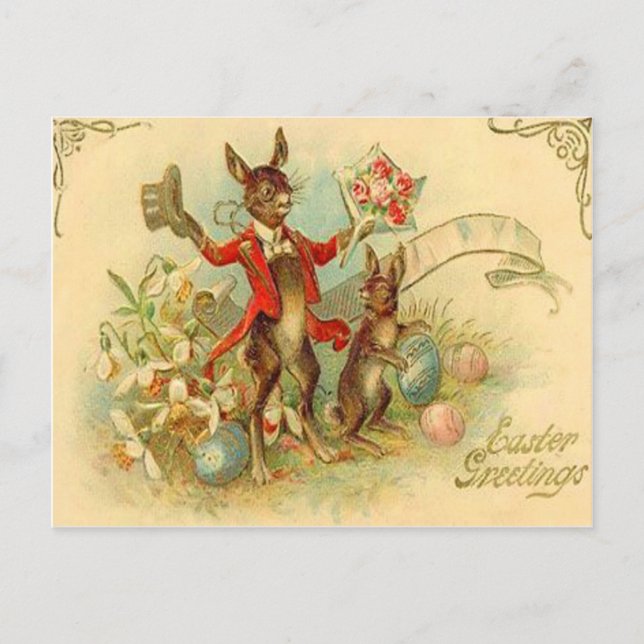 Vintage Easter Bunnies Easter Card (Front)