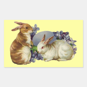 Vintage Easter Bunnies Rectangular Sticker
