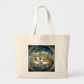 Vintage Easter Bunnies Textured Image, ZSSG Large Tote Bag