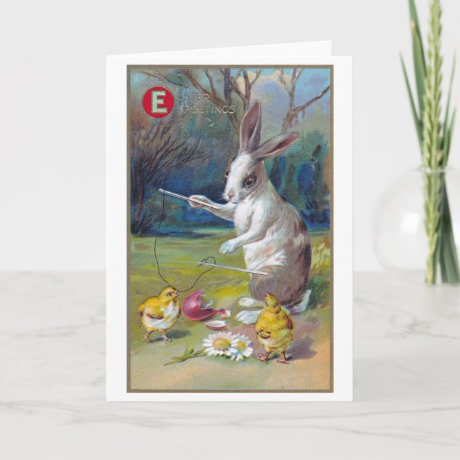 Vintage Easter Bunny and Chick Card (Front)