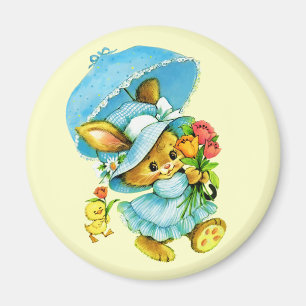 Vintage Easter Bunny and Chick. Gift Magnets