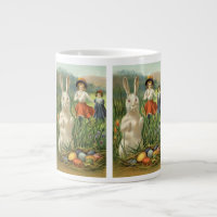 Vintage Easter Bunny and Children Happy Eastertide