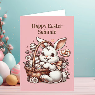 Vintage Easter Bunny and Colouring Page Card
