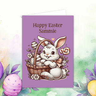 Vintage Easter Bunny and Colouring Page Card