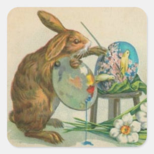 Vintage Easter Bunny Art Sticker