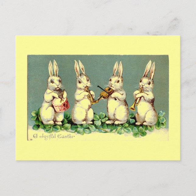 Vintage Easter Bunny Band Postcard (Front)