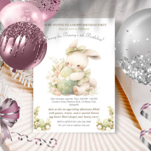 Vintage Easter Bunny Birthday Invitation