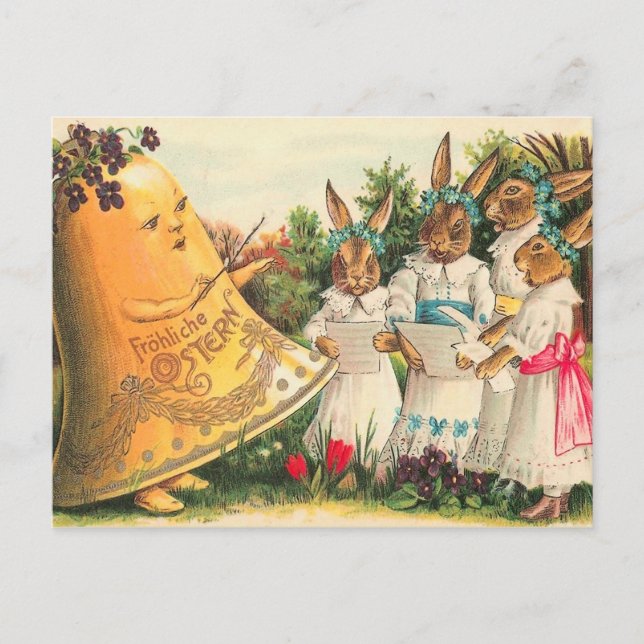 Vintage Easter Bunny Choir Holiday Postcard (Front)