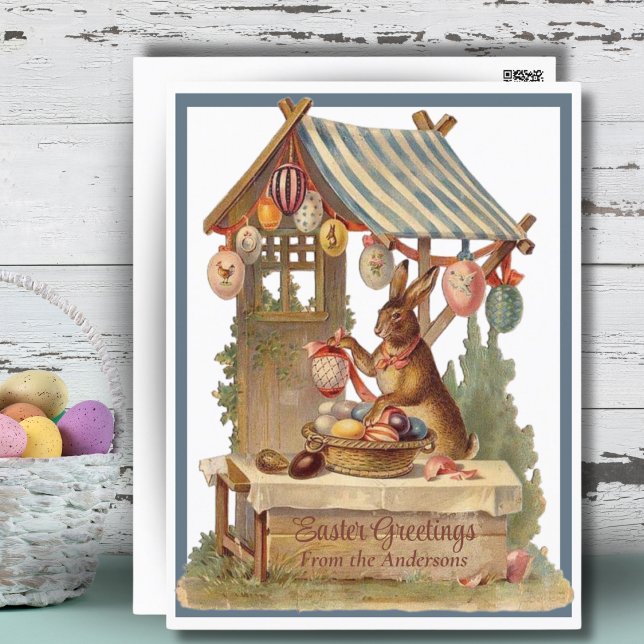 Vintage Easter Bunny Custom Easter Greetings Holiday Postcard (Vintage Easter Bunny Custom Easter Greetings Holiday Postcard)