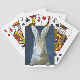 Vintage Easter Bunny, Cute Furry White Rabbit Playing Cards