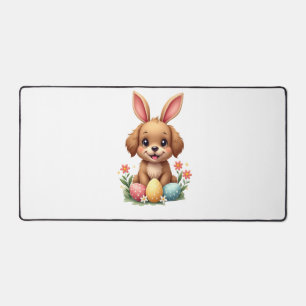 Vintage Easter Bunny Dog Cute Puppy Illustration w Desk Mat