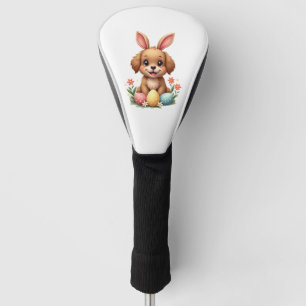 Vintage Easter Bunny Dog Cute Puppy Illustration w Golf Head Cover