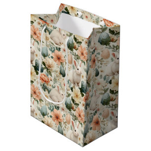 Vintage Easter Bunny Floral (10) Medium Gift Bag