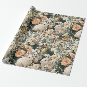Vintage Easter Bunny Floral (11) Wrapping Paper