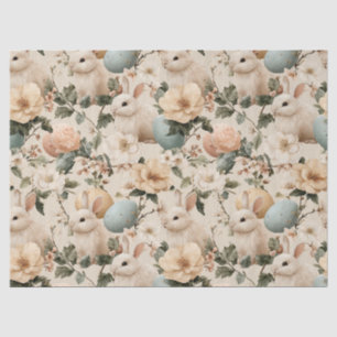 Vintage Easter Bunny Floral (1) Tissue Paper