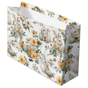 Vintage Easter Bunny Floral (2) Large Gift Bag