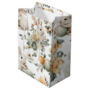 Vintage Easter Bunny Floral (2) Medium Gift Bag