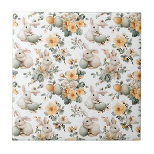 Vintage Easter Bunny Floral (2) Tile