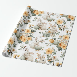 Vintage Easter Bunny Floral (2) Wrapping Paper