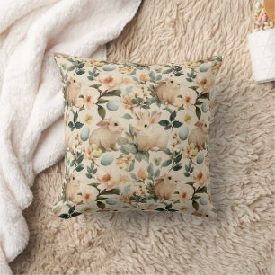 Vintage Easter Bunny Floral (4) Cushion