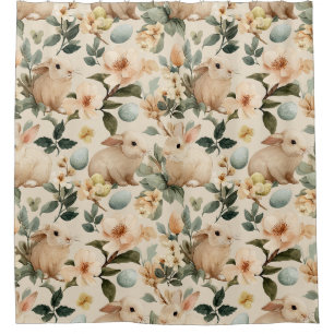 Vintage Easter Bunny Floral (4) Shower Curtain